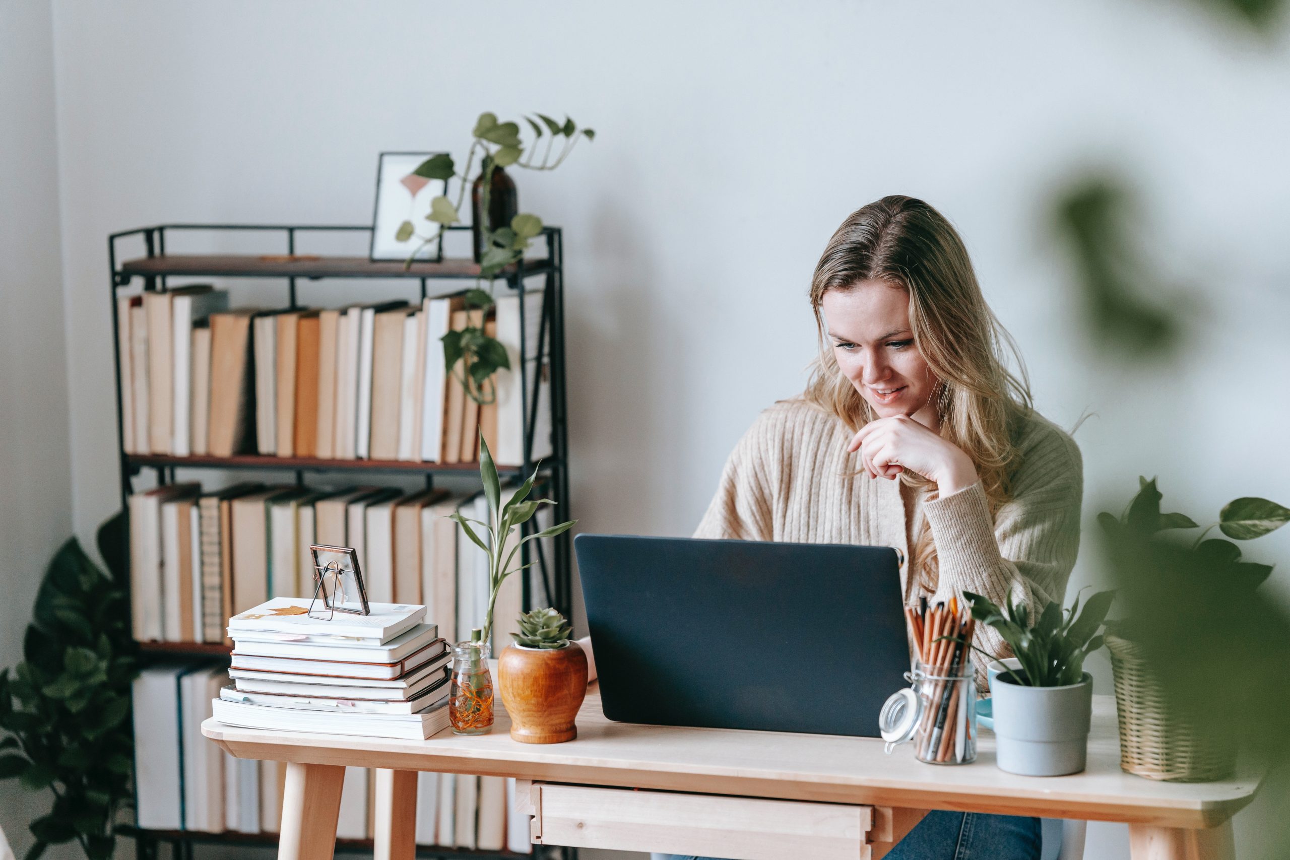 Woman using a laptop 